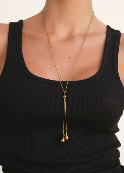 Naia Lariat Gold Necklace | Adjustable Length Elegant Accessory 5