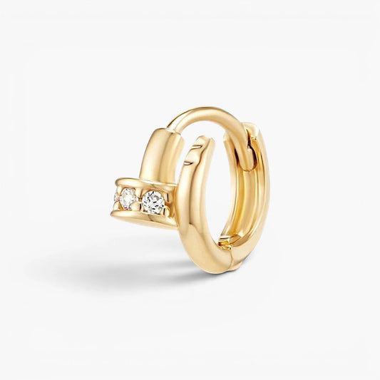 Nail Huggie Earrings | Lightweight Gold Hoop with Crystal Accent 0