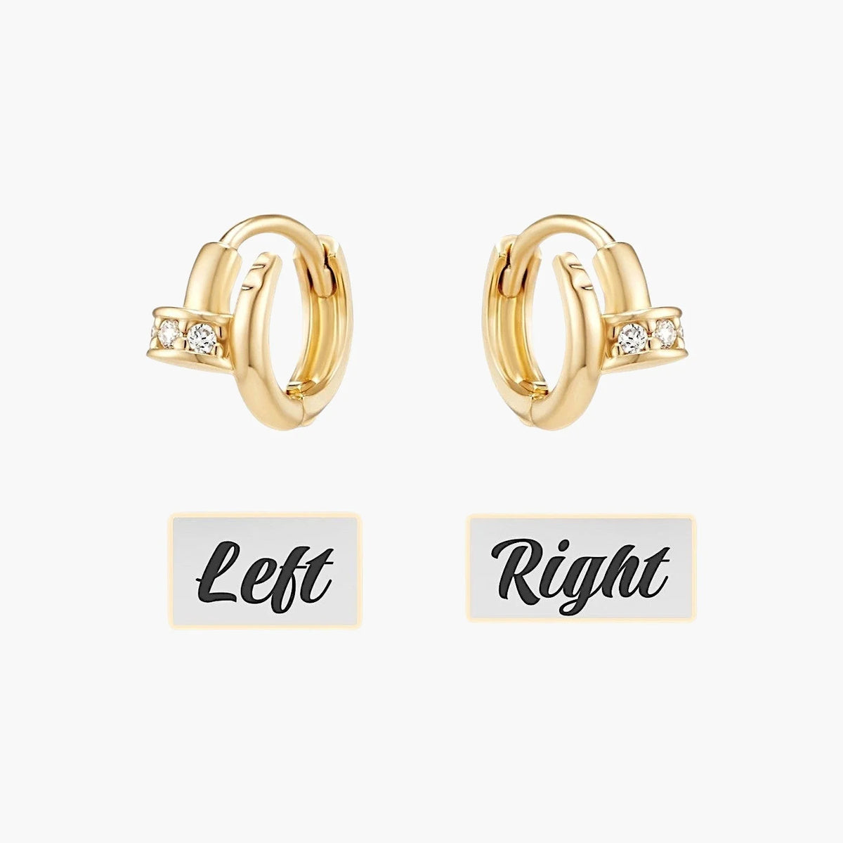 Nail Huggie Earrings | Lightweight Gold Hoop with Crystal Accent 2
