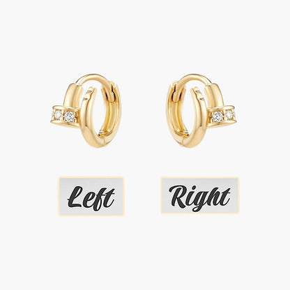 Nail Huggie Earrings | Lightweight Gold Hoop with Crystal Accent 2