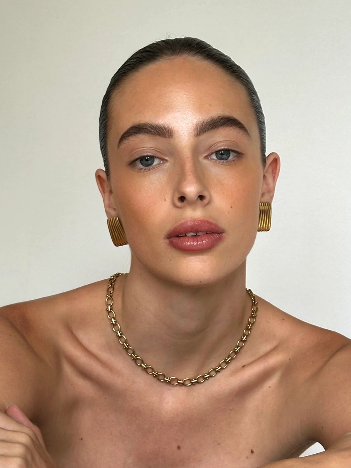 Neoma | Gold Chain Textured Link Necklace Waterproof 2