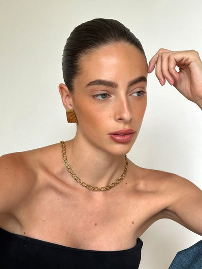 Neoma | Gold Chain Textured Link Necklace Waterproof 3