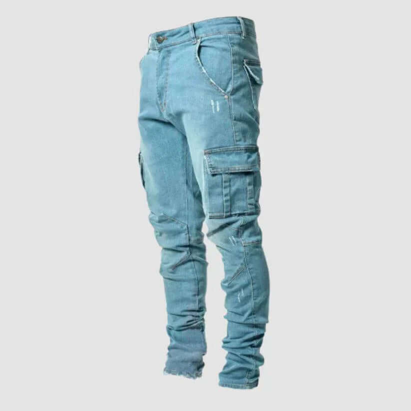 Pantalon Cargo Slim En Denim Stretch | Pantalon Homme