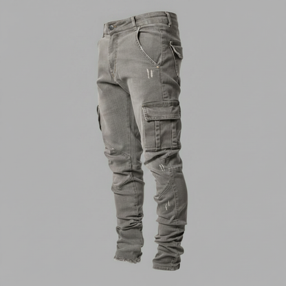 Pantalon Cargo Slim En Denim Stretch | Pantalon Homme