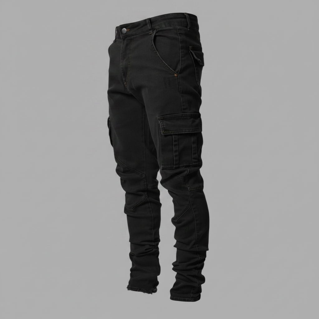 Pantalon Cargo Slim En Denim Stretch | Pantalon Homme
