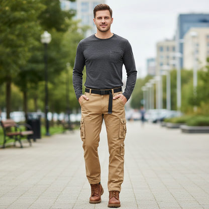 Pantalon cargo décontracté homme avec poignets ajustables