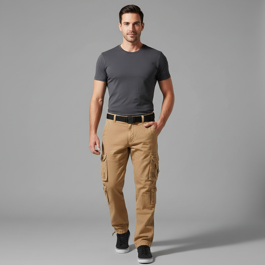 Pantalon cargo décontracté homme avec poignets ajustables