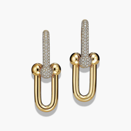 Pavé Diamond Link Earrings | 18K Gold Statement Jewelry 0