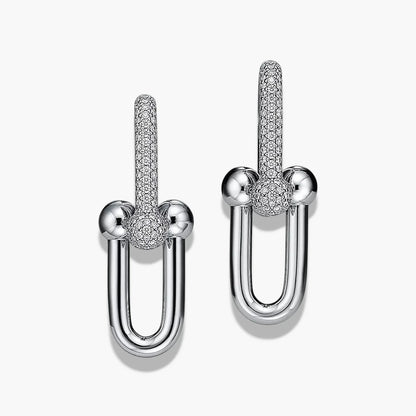 Pavé Diamond Link Earrings | 18K Gold Statement Jewelry 4