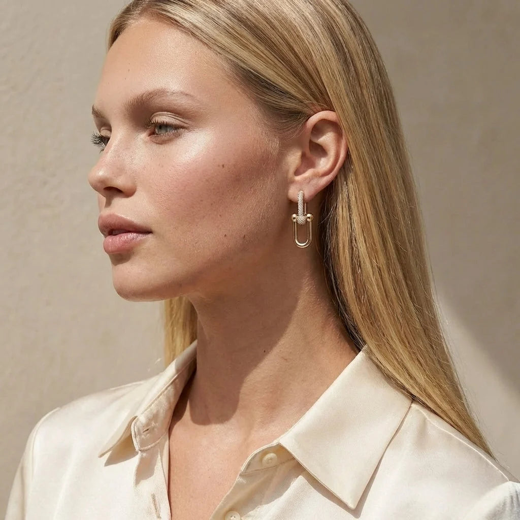 Pavé Diamond Link Earrings | 18K Gold Statement Jewelry 5