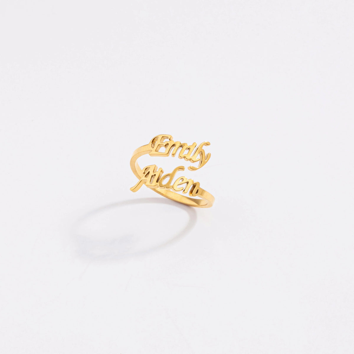 Personalized Two Name Script Ring | Adjustable Stainless Steel 0