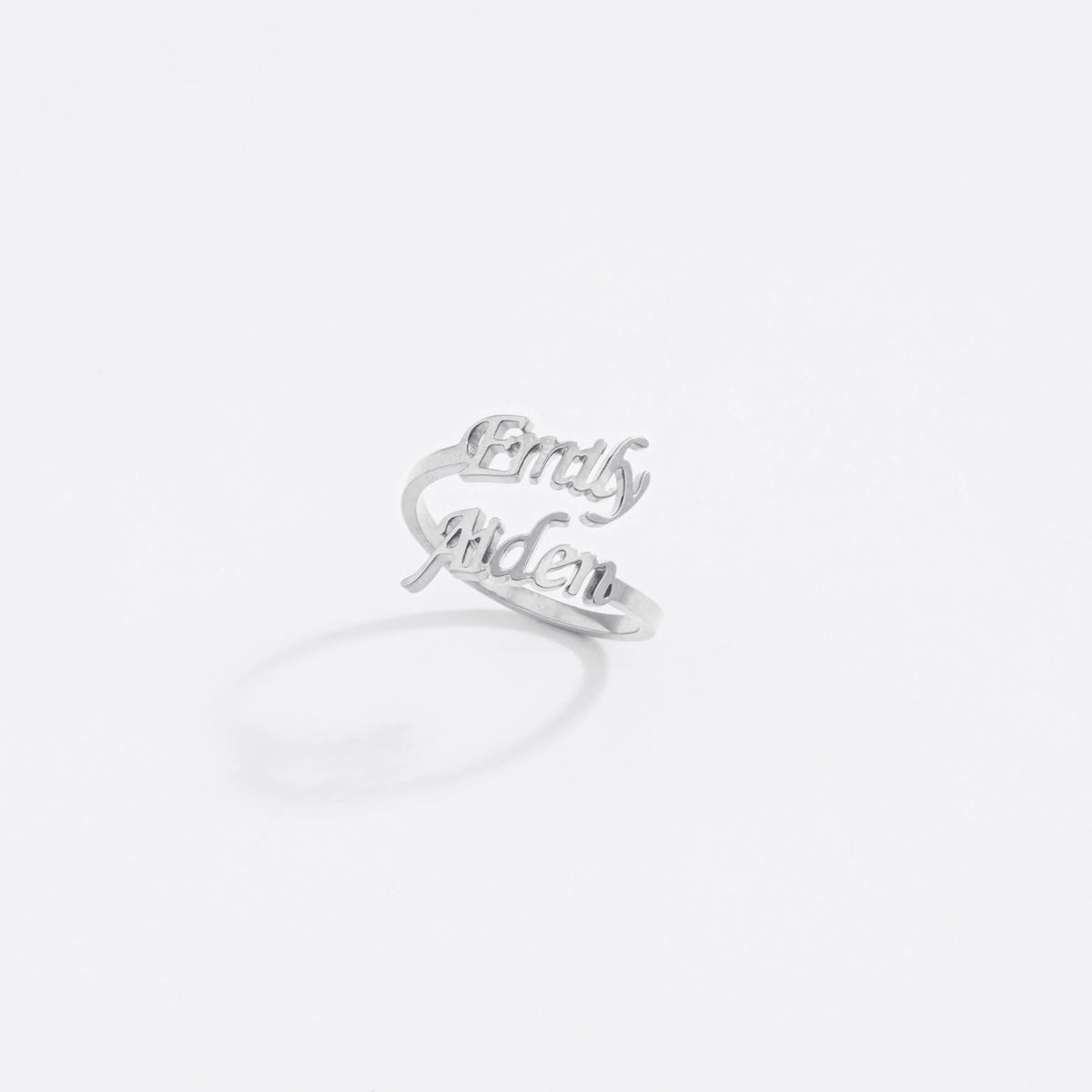 Personalized Two Name Script Ring | Adjustable Stainless Steel 1