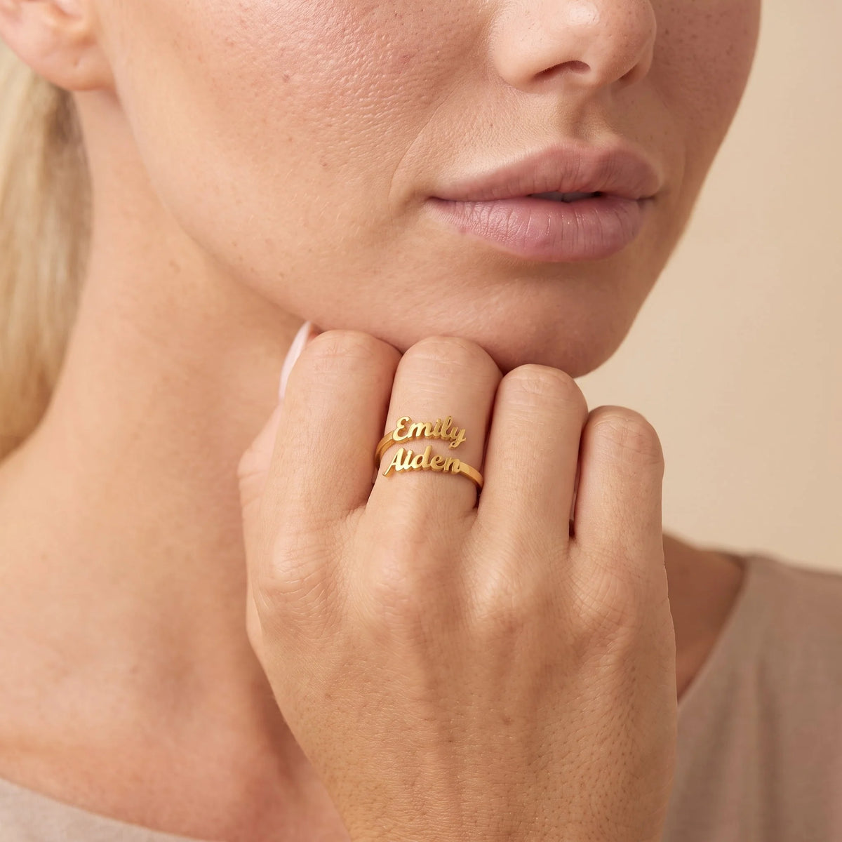 Personalized Two Name Script Ring | Adjustable Stainless Steel 3