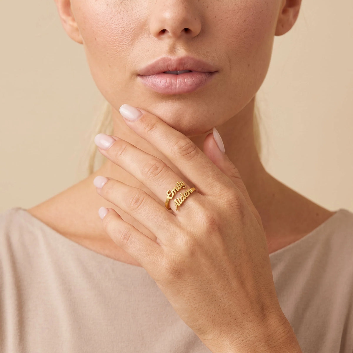 Personalized Two Name Script Ring | Adjustable Stainless Steel 4