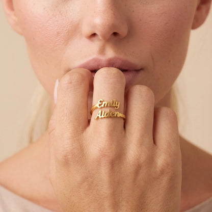 Personalized Two Name Script Ring | Adjustable Stainless Steel 5
