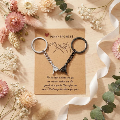Pinky Promise Keychains Set of 2 | Interlocking Metal Charms 0