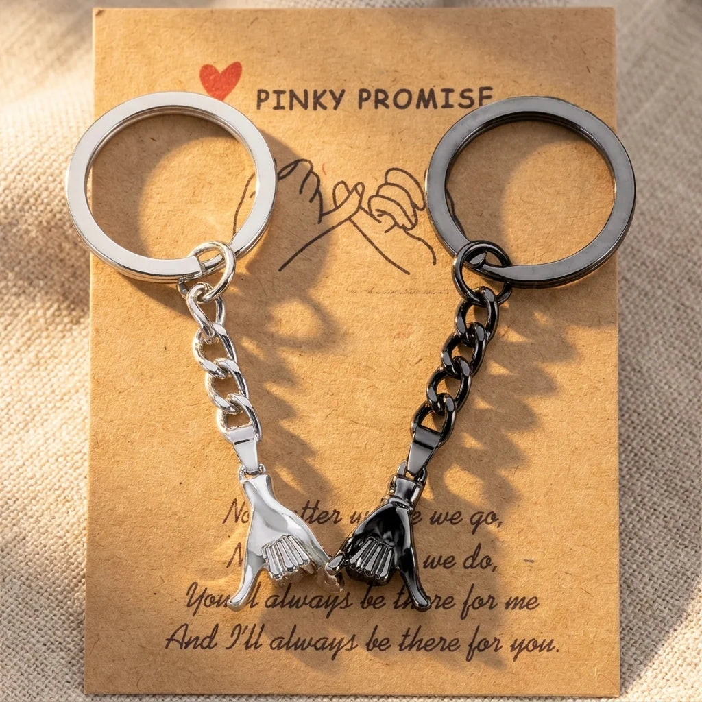 Pinky Promise Keychains Set of 2 | Interlocking Metal Charms 3