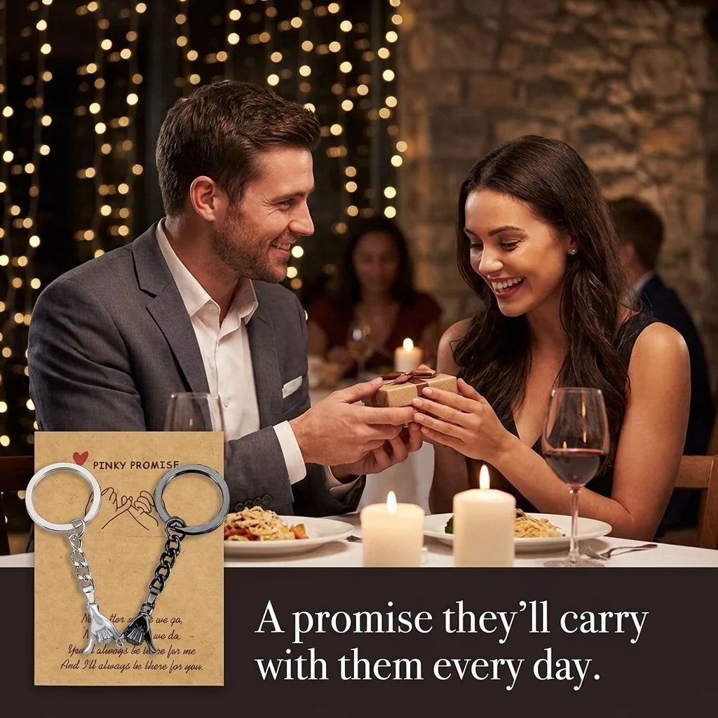 Pinky Promise Keychains Set of 2 | Interlocking Metal Charms 4