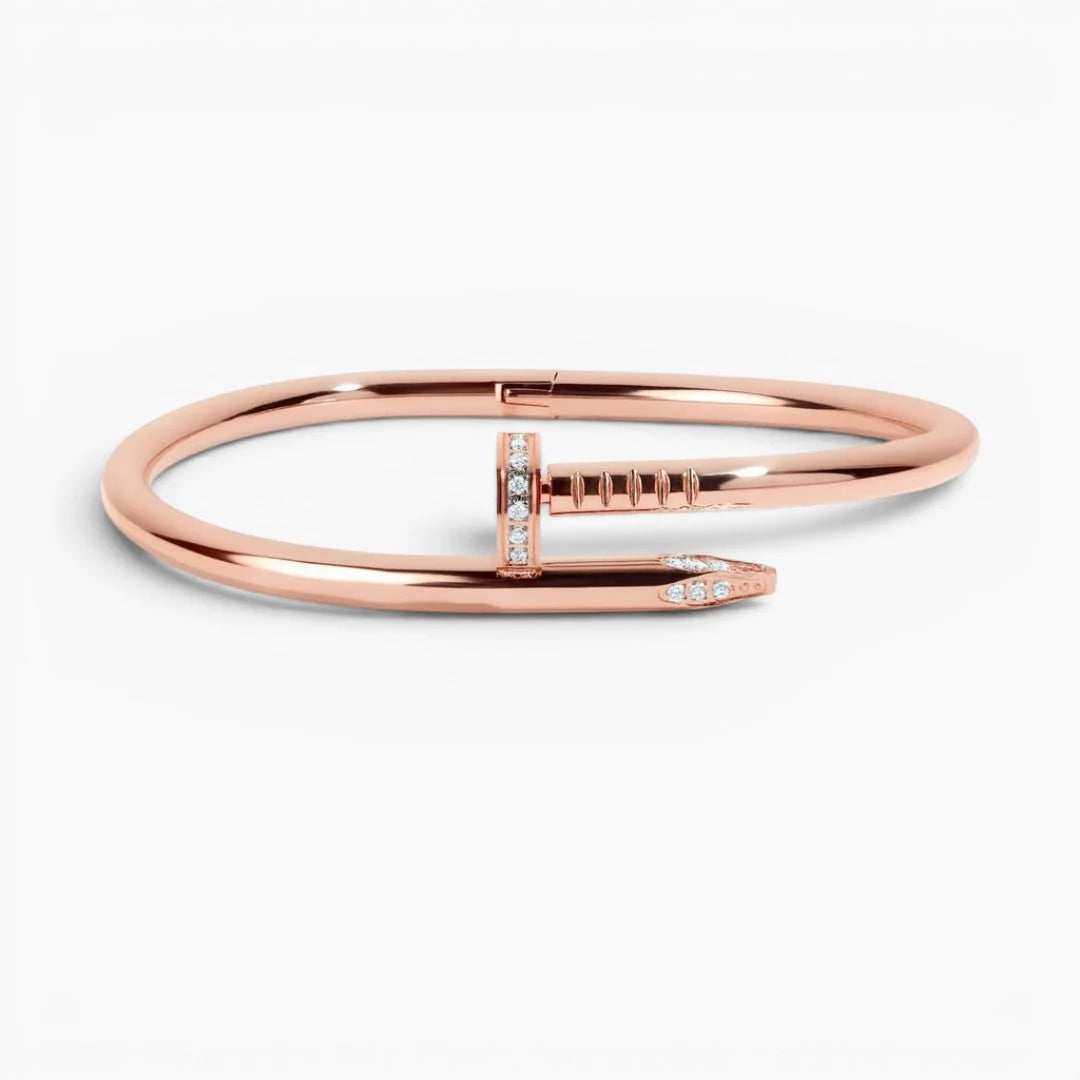 Polished Nail Bracelet | Sculptural Metal Jewelry with CZ Accents 4