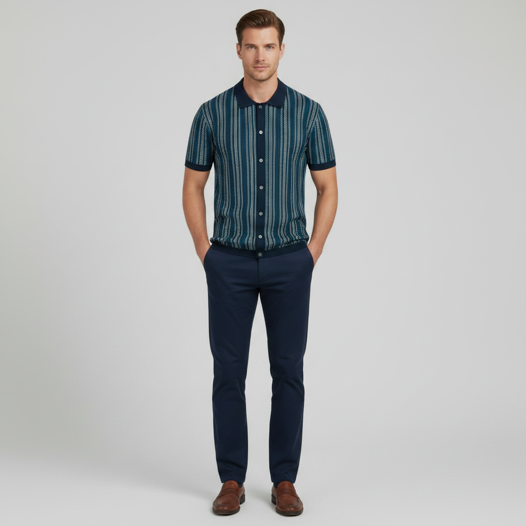 Polo Homme Chevron Respirant | Polo Boutonné Été