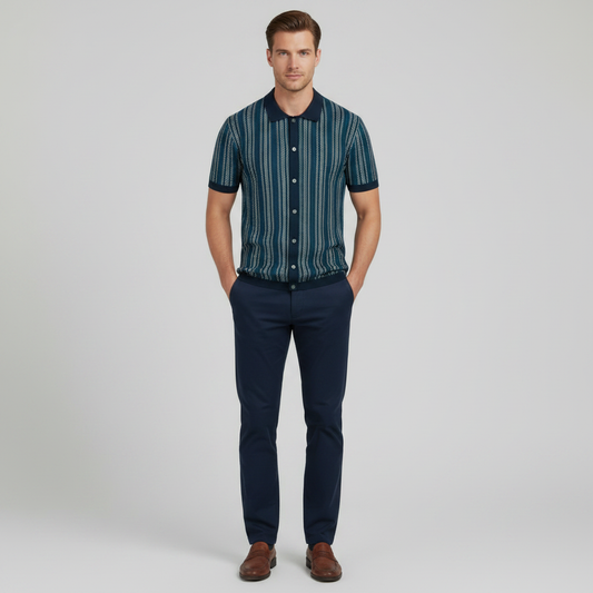 Polo Homme Chevron Respirant | Polo Boutonné Été