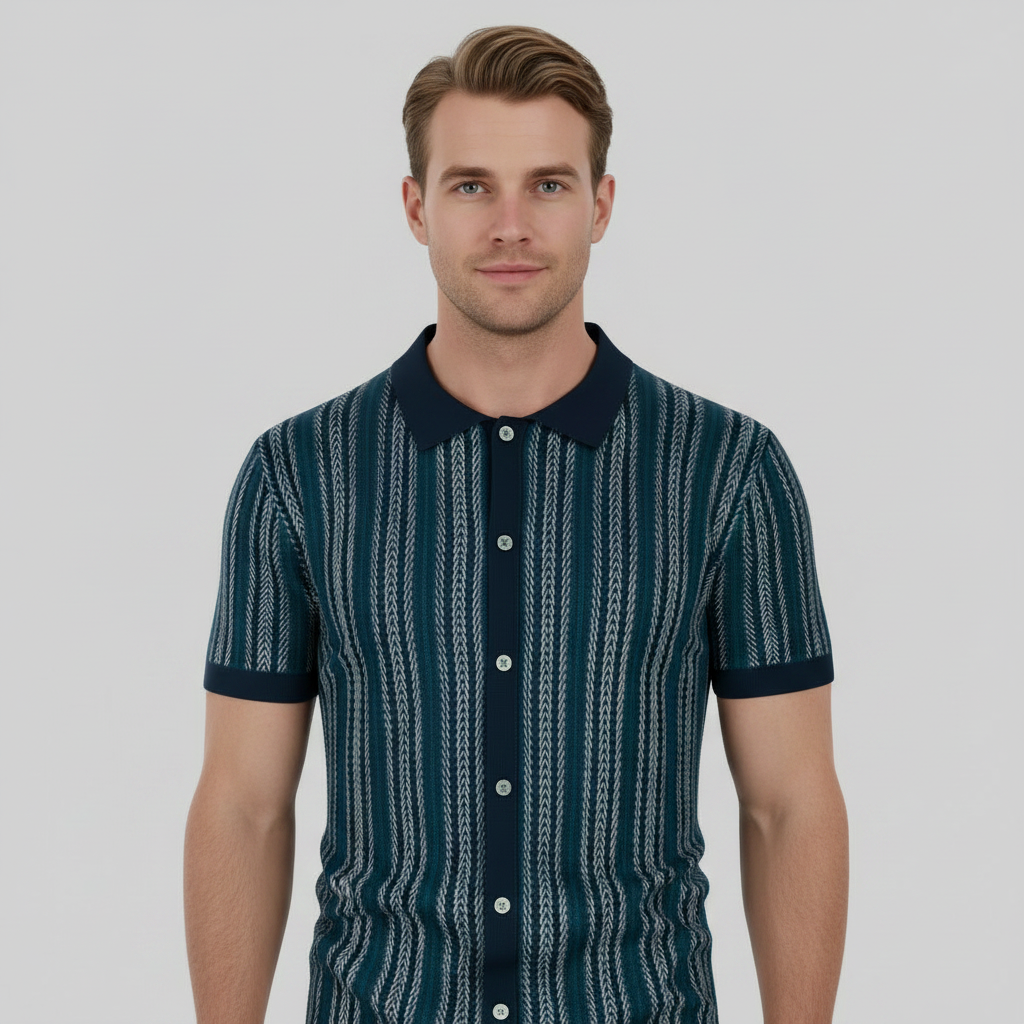 Polo Homme Chevron Respirant | Polo Boutonné Été