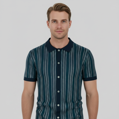 Polo Homme Chevron Respirant | Polo Boutonné Été