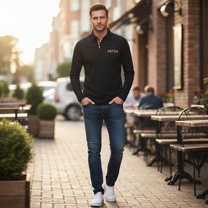 Polo Homme Manches Longues Couleurs Classiques