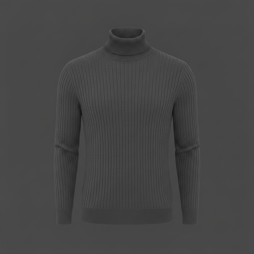Pull Col Roulé Côtelé Homme | Coupe Slim Automne-Hiver