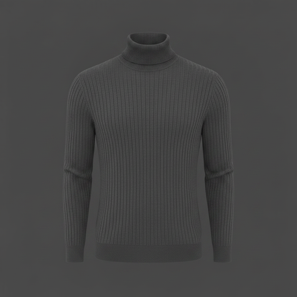 Pull Col Roulé Côtelé Homme | Coupe Slim Automne-Hiver