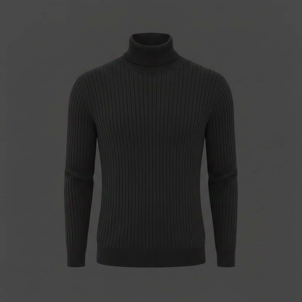 Pull Col Roulé Côtelé Homme | Coupe Slim Automne-Hiver