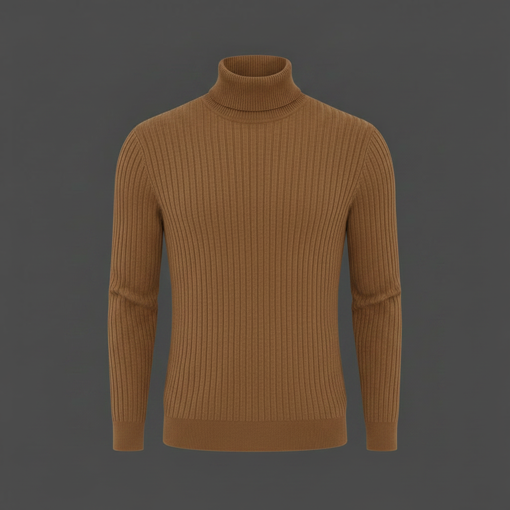 Pull Col Roulé Côtelé Homme | Coupe Slim Automne-Hiver