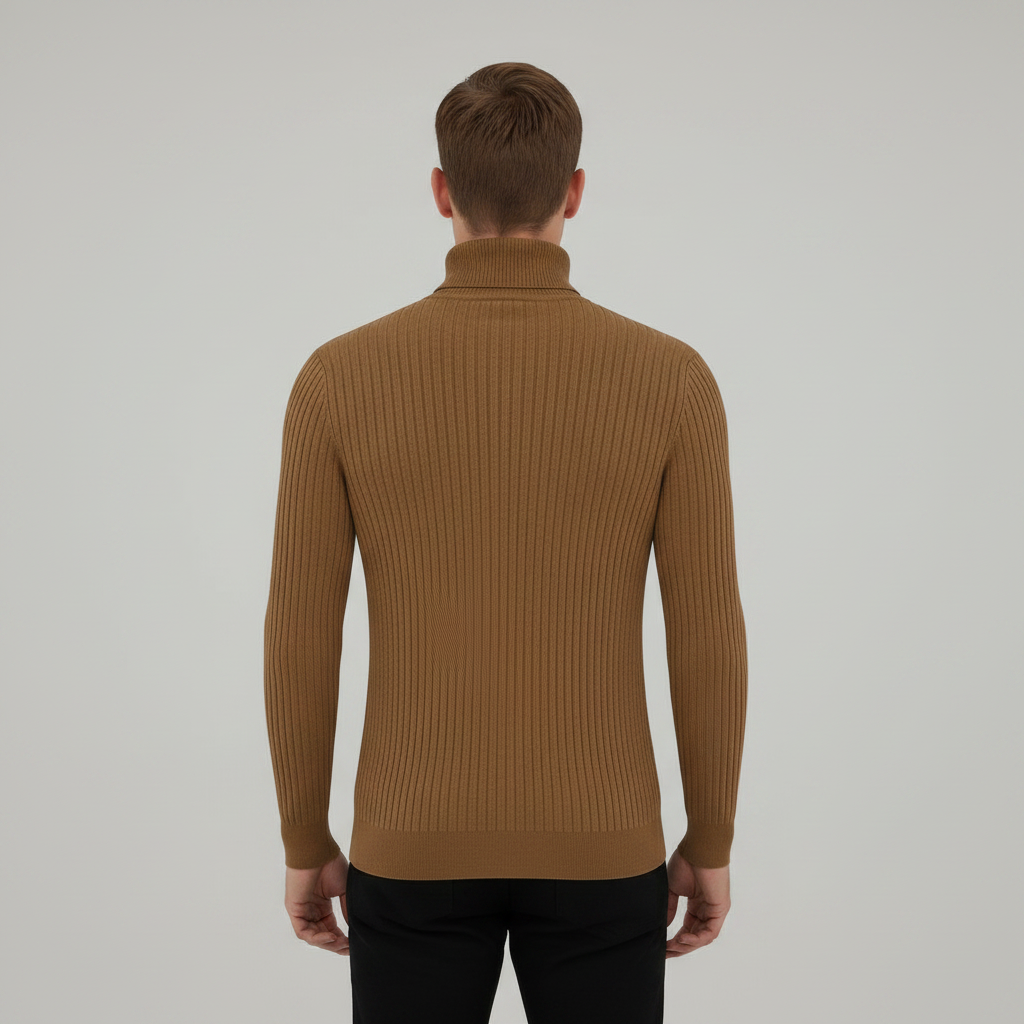 Pull Col Roulé Côtelé Homme | Coupe Slim Automne-Hiver