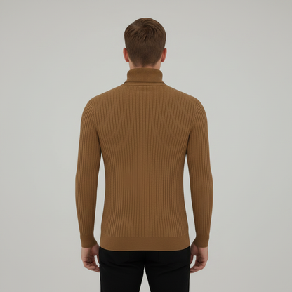 Pull Col Roulé Côtelé Homme | Coupe Slim Automne-Hiver