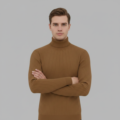 Pull Col Roulé Côtelé Homme | Coupe Slim Automne-Hiver