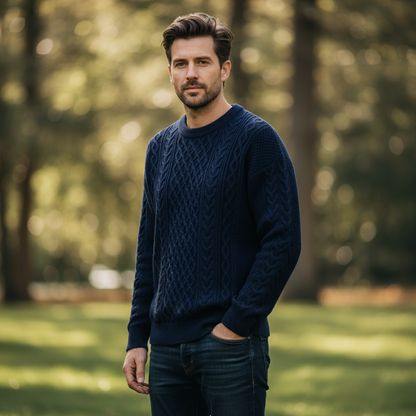 Pull Homme Doux Col Rond | Vêtement en Coton Ajusté