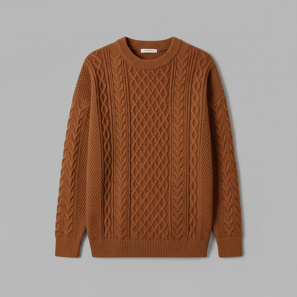 Pull Homme Doux Col Rond | Vêtement en Coton Ajusté
