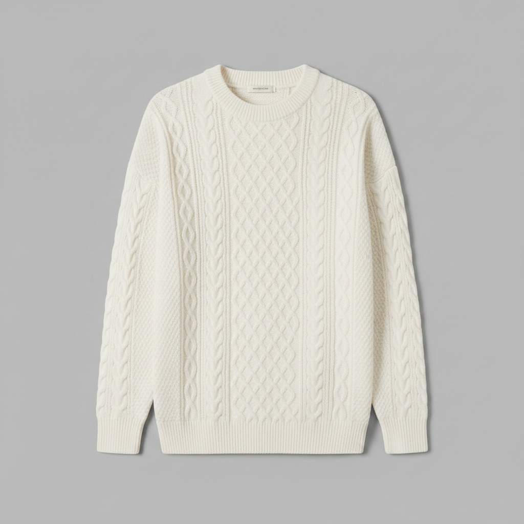 Pull Homme Doux Col Rond | Vêtement en Coton Ajusté
