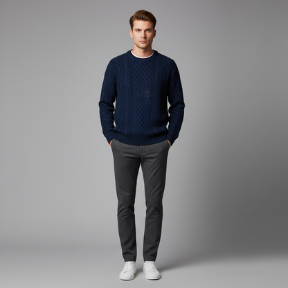 Pull Homme Doux Col Rond | Vêtement en Coton Ajusté