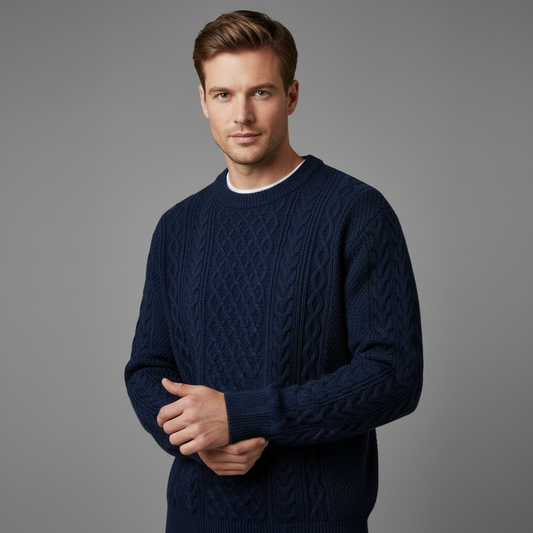 Pull Homme Doux Col Rond | Vêtement en Coton Ajusté