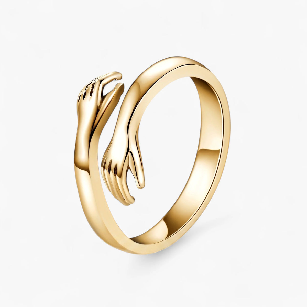 Sculpted Hands Adjustable Open Ring | 14K Gold & Silver Finish 0