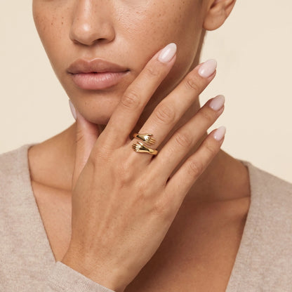 Sculpted Hands Adjustable Open Ring | 14K Gold & Silver Finish 1