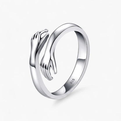 Sculpted Hands Adjustable Open Ring | 14K Gold & Silver Finish 3