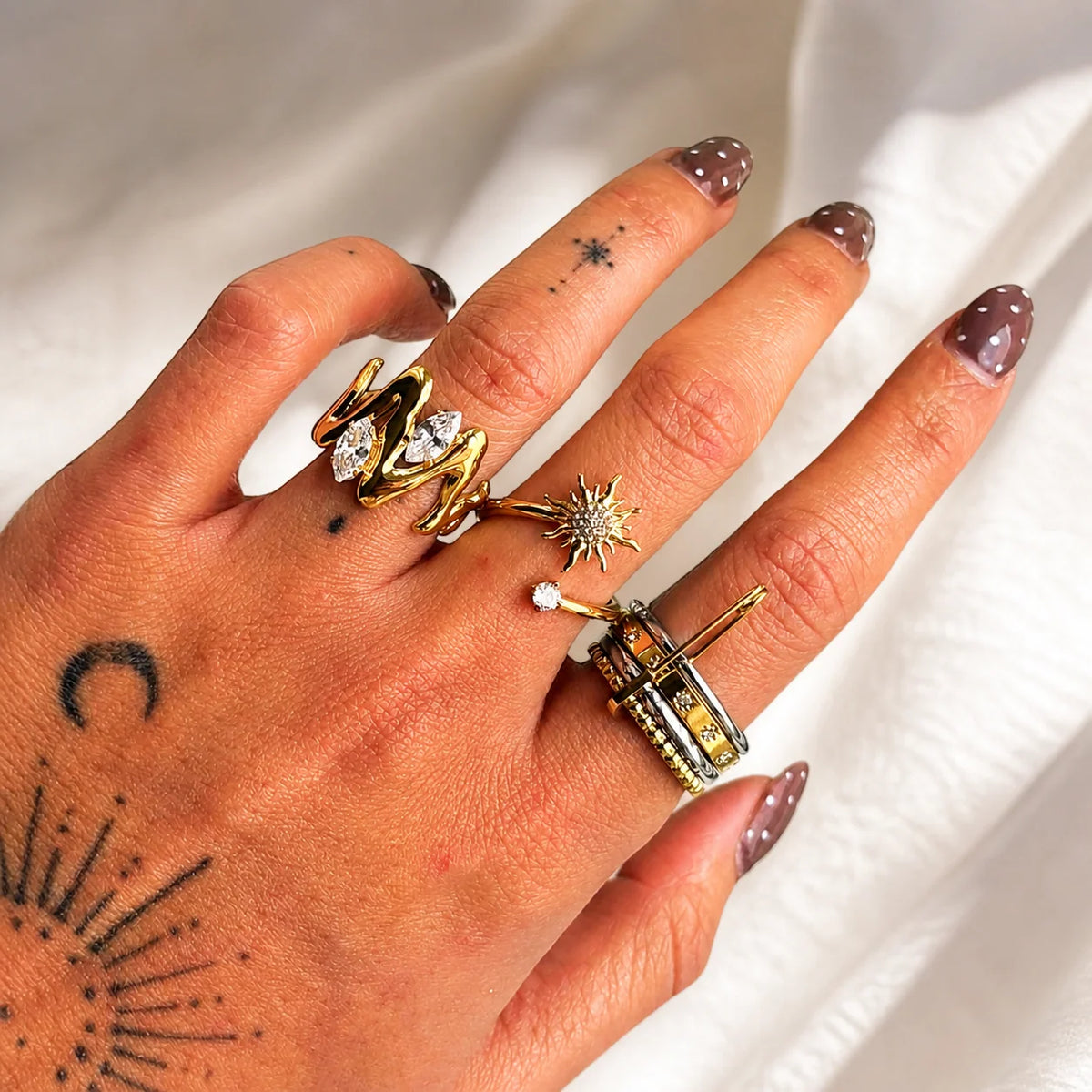Sculptural Adjustable Ring with Sparkle | Women's Fashion Jewelry 2