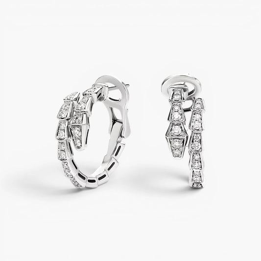 Silver Snake Chain Zircon Earrings | Lightweight Hypoallergenic Jewelry 0