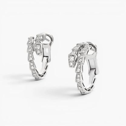 Silver Snake Chain Zircon Earrings | Lightweight Hypoallergenic Jewelry 3