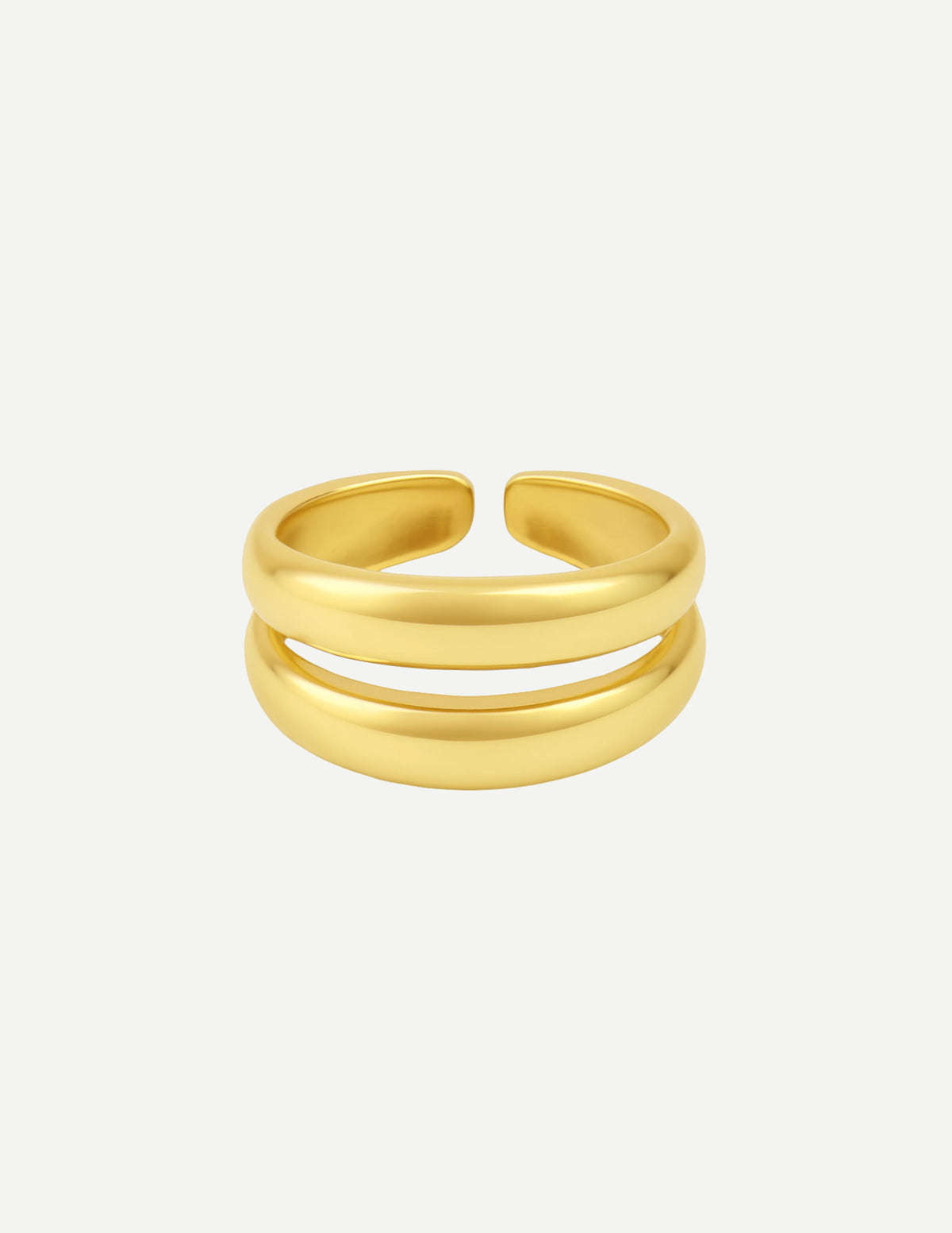 Solene | Women's Double-Band Sculptural Ring Gold Silver 0
