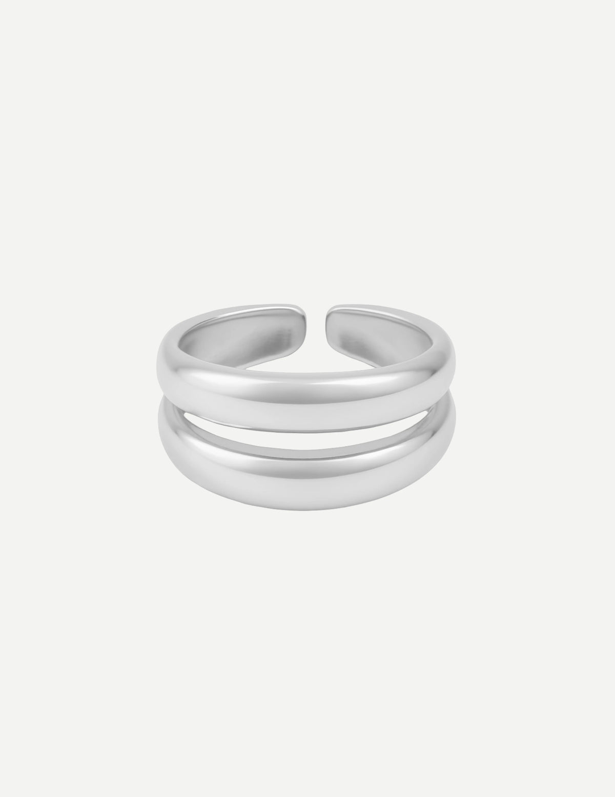Solene | Women's Double-Band Sculptural Ring Gold Silver 1