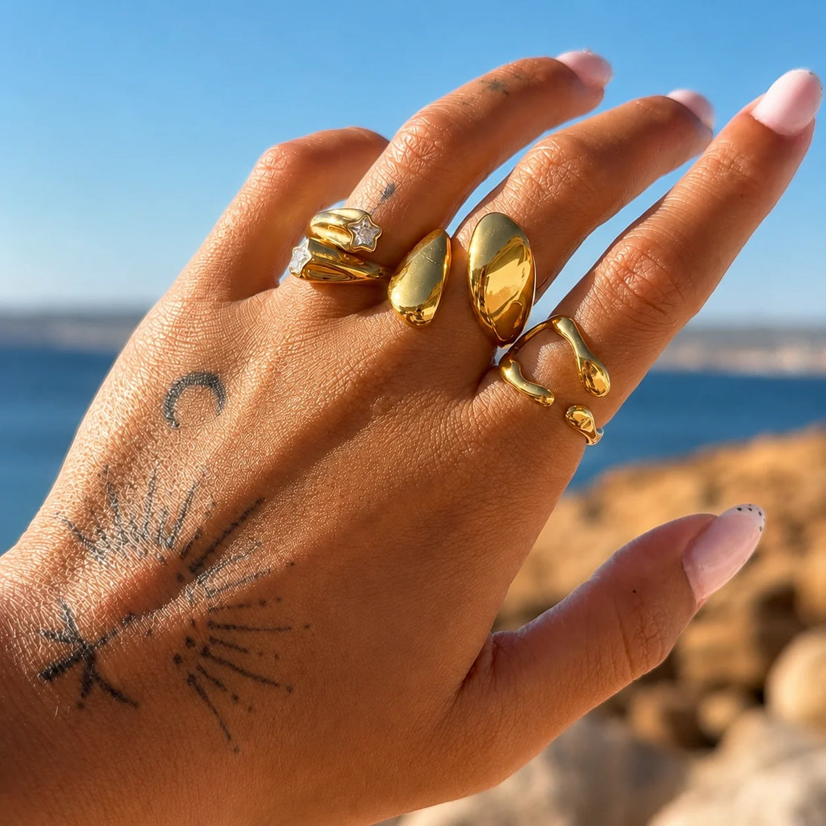 Solstice | Adjustable Open Ring Silver with Sculptural Design 2