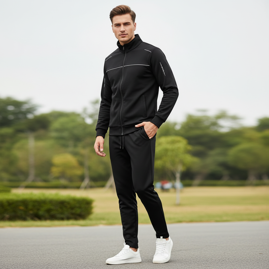 Survêtement Homme Confortable en Polyester | Ensemble Veste et Pantalon